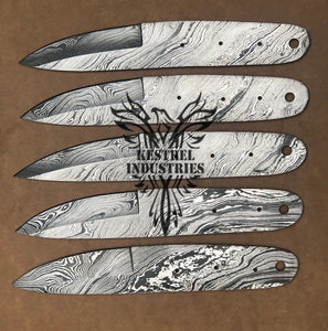 Lot of 5 Custom Handmade Damascus Steel Blank Blade Knife For Knife Making Supplies (SU-127)