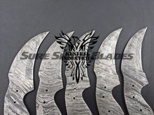 Load image into Gallery viewer, Lot of 5 Damascus Steel Blank Blade Karambit Knife For Knife Making Supplies (SU-192)
