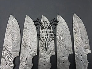 Lot of 5 Custom Handmade Damascus Steel Blank Blade Knife For Knife Making Supplies (SU-144)