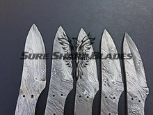 Load image into Gallery viewer, Lot of 5 Damascus Steel Blank Blade Knife For Knife Making Supplies (SU-186)
