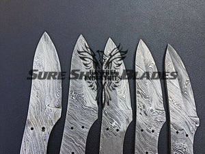 Lot of 5 Damascus Steel Blank Blade Knife For Knife Making Supplies (SU-186)