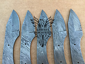 Lot of 5 Custom Handmade Damascus Steel Blank Blade Knife For Knife Making Supplies (SU-145)