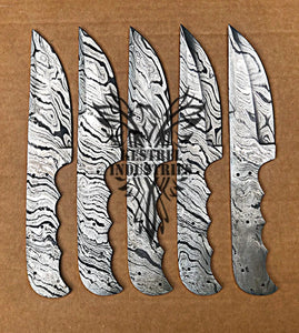 Lot of 5 Custom Handmade Damascus Steel Blank Blade Knife For Knife Making Supplies (SU-143)