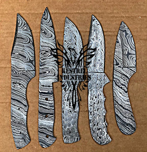 Lot of 5 Damascus Steel Blank Blade Knife For Knife Making Supplies (SU-167)