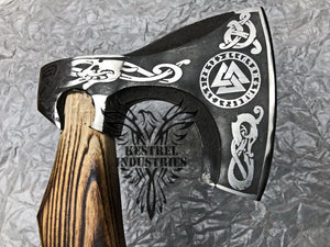 Custom Handmade Carbon Steel Viking Axe with Ash Wood Handle (VA-118)