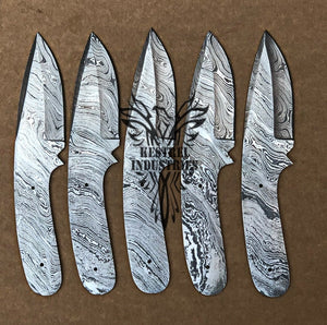 Lot of 5 Custom Handmade Damascus Steel Blank Blade Knife For Knife Making Supplies (SU-131)