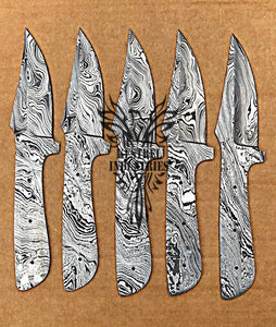 Lot of 5 Damascus Steel Blank Blade Knife For Knife Making Supplies (SU-171)