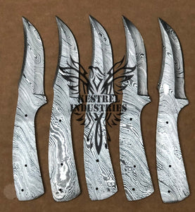 Lot of 5 Custom Handmade Damascus Steel Blank Blade Knife For Knife Making Supplies (SU-125)