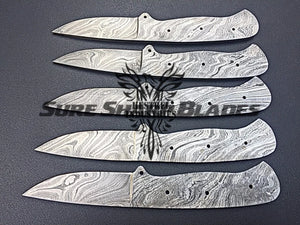 Lot of 5 Damascus Steel Blank Blade Knife For Knife Making Supplies (SU-188)