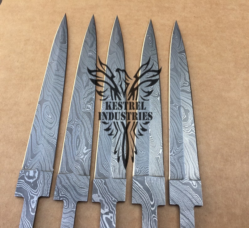  Kestrel Industries Lot of 5 Damascus Steel Blank Blade Knives  for Knife Making Supplies, Custom Handmade Full Tang Damascus Steel Blank  Blades for Knife Making Supplies (BB-422) : Sports & Outdoors