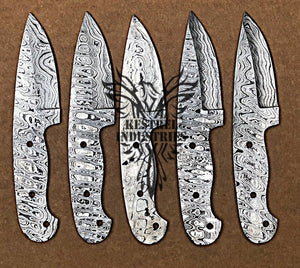 Lot of 5 Custom Handmade Damascus Steel Blank Blade Knife For Knife Making Supplies (SU-123)