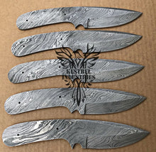 Load image into Gallery viewer, Lot of 5 Damascus Steel Blank Blade Knife For Knife Making Supplies (SU-178)
