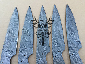 Lot of 5 Damascus Steel Blank Blade Knife For Knife Making Supplies (SU-160)