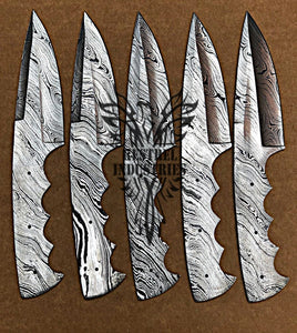 Lot of 5 Custom Handmade Damascus Steel Blank Blade Knife For Knife Making Supplies (SU-120)