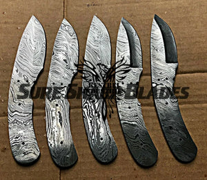 Lot of 5 Damascus Steel Blank Blade Knife For Knife Making Supplies (SU-209)