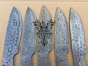 Lot of 5 Damascus Steel Blank Blade Knife For Knife Making Supplies (SU-163)