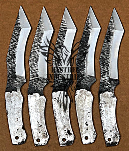 Lot of 5 Custom Handmade 1095 Carbon Steel Blank Blade Tanto Knife For Knife Making Supplies (KI-CSB-104)