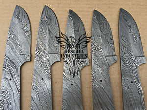 Lot of 5 Damascus Steel Blank Blade Knife For Knife Making Supplies (SU-164)