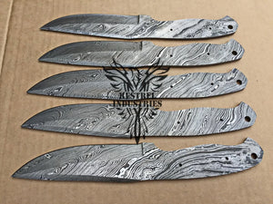 Lot of 5 Damascus Steel Blank Blade Knife For Knife Making Supplies (SU-165)