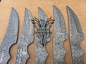 Lot of 5 Custom Handmade Damascus Steel Blank Blade Knife For Knife Making Supplies (SU-147)