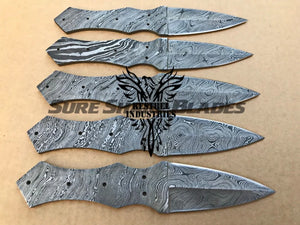 Lot of 5 Damascus Steel Blank Blade Knife For Knife Making Supplies (SU-197)