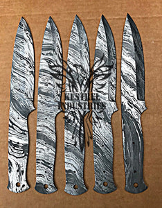 Lot of 5 Custom Handmade Damascus Steel Blank Blade Knife For Knife Making Supplies (SU-107)