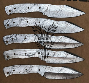 Lot of 5 Custom Handmade Damascus Steel Blank Blade Knife For Knife Making Supplies (SU-129)