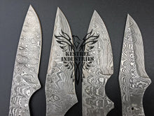 Load image into Gallery viewer, Lot of 4 Damascus Steel Blank Blade Knife For Knife Making Supplies (SU-159)
