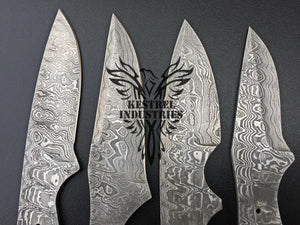 Lot of 4 Damascus Steel Blank Blade Knife For Knife Making Supplies (SU-159)