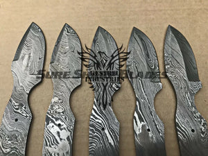 Lot of 5 Damascus Steel Blank Blade Knife For Knife Making Supplies (SU-184)