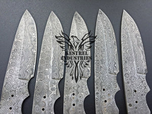 Lot of 5 Custom Handmade Damascus Steel Blank Blade Knife For Knife Making Supplies (SU-136)