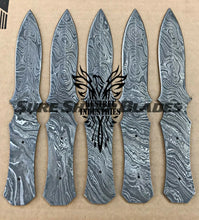 Load image into Gallery viewer, Lot of 5 Damascus Steel Blank Blade Knife For Knife Making Supplies (SU-206)
