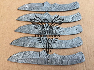 Lot of 5 Custom Handmade Damascus Steel Blank Blade Knife For Knife Making Supplies (SU-138)