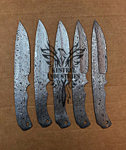 Lot of 5 Custom Handmade Damascus Steel Blank Blade Knife For Knife Making Supplies (SU-110)