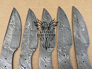 Lot of 5 Damascus Steel Blank Blade Knife For Knife Making Supplies (SU-161)