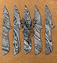 Load image into Gallery viewer, Lot of 5 Damascus Steel Blank Blade Knife For Knife Making Supplies (SU-170)
