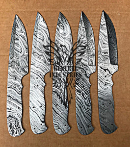 Lot of 5 Custom Handmade Damascus Steel Blank Blade Knife For Knife Making Supplies (SU-106)