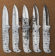 Load image into Gallery viewer, Lot of 5 Custom Handmade Damascus Steel Blank Blade Knife For Knife Making Supplies (SU-122)
