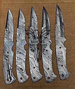 Lot of 5 Custom Handmade Damascus Steel Blank Blade Knife For Knife Making Supplies (SU-118)