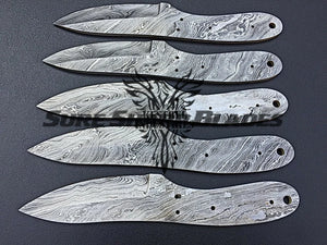 Lot of 5 Damascus Steel Blank Blade Knife For Knife Making Supplies (SU-186)