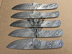 Lot of 5 Damascus Steel Blank Blade Knife For Knife Making Supplies (SU-166)