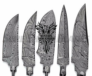 Lot of 5 Damascus Steel Blank Blade Knife For Knife Making Supplies (SU-208)