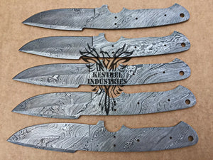 Lot of 5 Custom Handmade Damascus Steel Blank Blade Knife For Knife Making Supplies (SU-151)