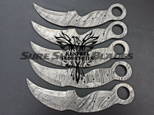 Load image into Gallery viewer, Lot of 5 Damascus Steel Blank Blade Karambit Knife For Knife Making Supplies (SU-192)
