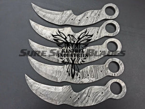 Lot of 5 Damascus Steel Blank Blade Karambit Knife For Knife Making Supplies (SU-192)