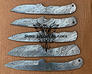 Lot of 5 Damascus Steel Blank Blade Knife For Knife Making Supplies (SU-205)