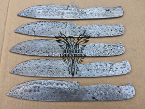 Lot of 5 Damascus Steel Blank Blade Knife For Knife Making Supplies (SU-163)