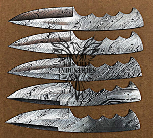 Lot of 5 Custom Handmade Damascus Steel Blank Blade Knife For Knife Making Supplies (SU-120)