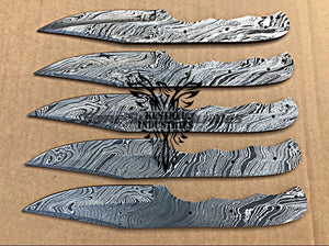 Lot of 5 Damascus Steel Blank Blade Knife For Knife Making Supplies (SU-201)