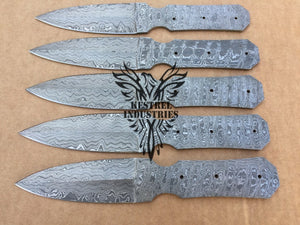 Lot of 5 Custom Handmade Damascus Steel Blank Blade Knife For Knife Making Supplies (SU-132)